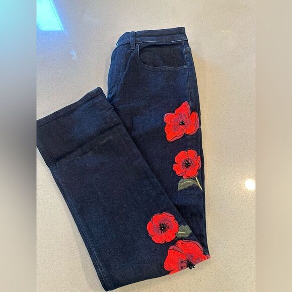 kate spade Denim - Kate Spade New York Women's Blue Jeans with Red Poppy Embroidery- Size 28